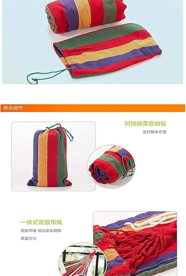 Camping Hammock Bed Single-Person Thickened Canvas Hammock Outdoor Camping Indoor Leisure Swing Student Dormitory Hammocks Hammock Swing (Color : Red, Size : 280 * 80cm)