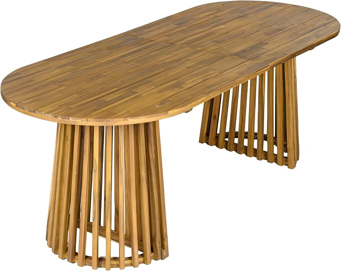 Christopher Knight Home Farley Acacia Wood Outdoor Dining Set for 6, 7 Piece Patio Dining Table and Chair Set, Faux Rattan Outdoor Dining Chair and Table Set, Teak+Brown