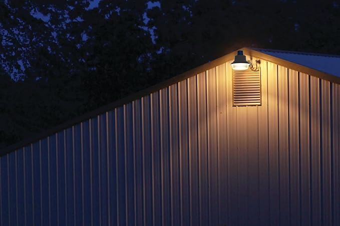 Lithonia Lighting BarnGuard LED Barn Light, Dusk to Dawn Outdoor Lighting with Adjustable Brightness and Color Temperature, Wall or Pole Mountable Yard Light Fixture, MVOLT, Aluminum, Gray