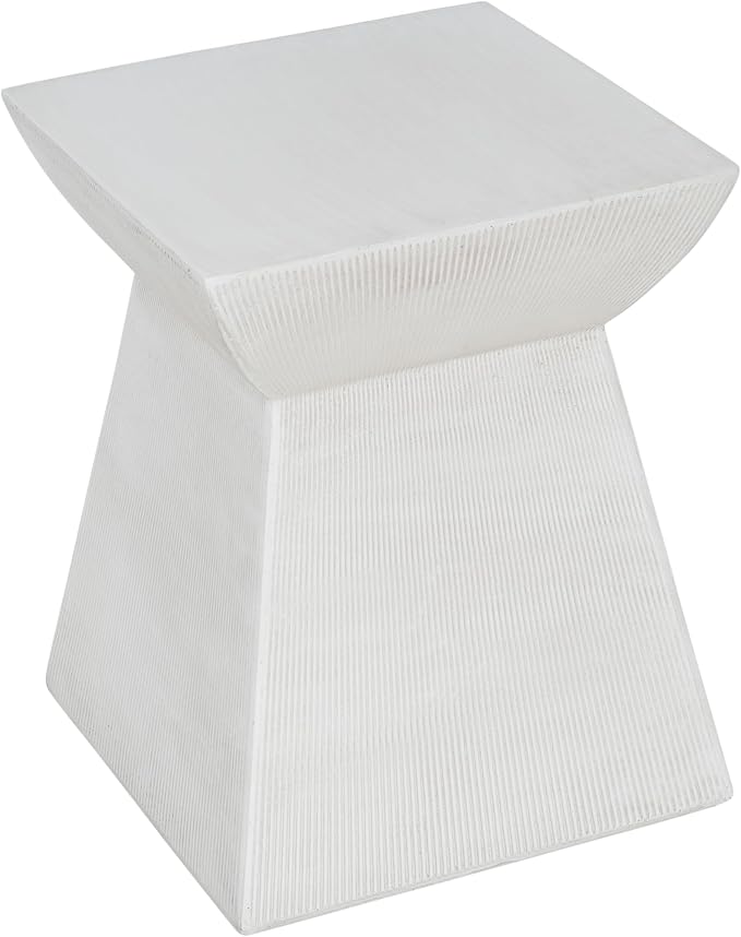 Christopher Knight Home Rell MGO Outdoor Side Table, Square Patio Decorative Small End Table with Pedestal Base, Lightweight Concrete Garden Accent Table for Patio Balcony, No Assembly, White