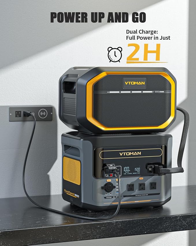 VTOMAN 3096Wh Portable Power Station with Extra Battery, 1500W (3000W Peak) LFP Battery Generator with Up to 12 Outputs, for Home Use, Outdoors, RV, Camping, Hunting, Traveling, Blackout Emergencies