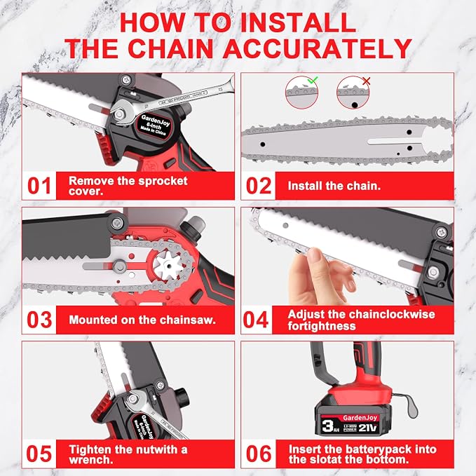 Mini Chainsaw Cordless, 6 Inch Portable Small Handheld Electric Chainsaw cordless Battery Powered for Household, Garden, Yard, Tree Trimming Wood Cutting, Christmas Gifts for Men Dad Husband Women