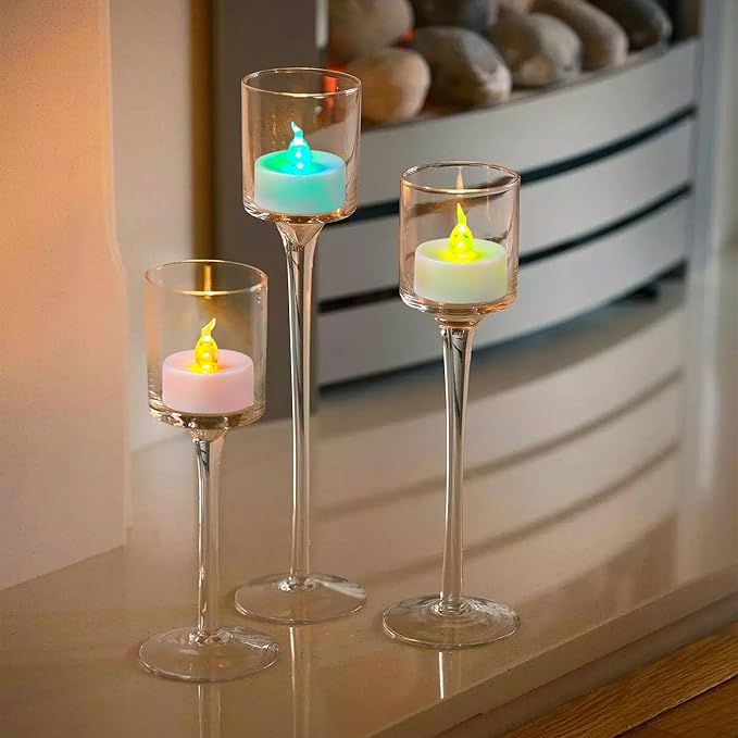 48 Pack Fast Color Changing Tea Lights Battery Operated, Flameless Flickering Electric Colored TeaLights, Flicker LED Colorful Votive Candles Bulk for Christmas Party Halloween Home Decorations