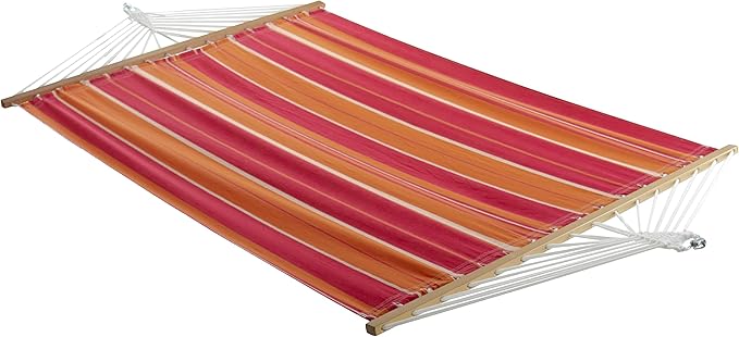 Vivere Double Soft Cotton Hammock with Durable Polyester Ropes - 450 lb Capacity (Mimosa)