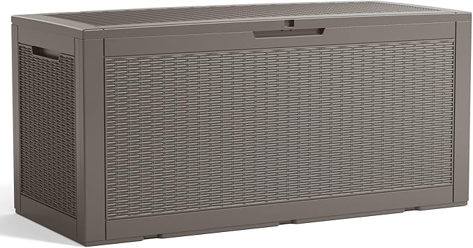 125 Gallon Outdoor Storage Box, Large Waterproof UV Resistant Deck Box, Lockable Storage Container for Patio Furniture Cushions Garden Tools and Pool Accessories(Grey, 125 Gallon)