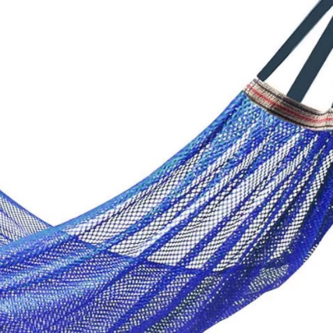 Portable Rayon Rope Hammock Multi-Purpose Outdoor Camping Mesh Breathable Portable Sturdy Hammock Comfortable(Blue)