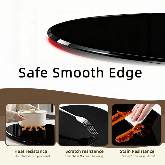 30 Inch Round Black Tempered Glass Table Top, Black Table Surface Protector, Safe 1/4" Thick-Round Polished Edge, Replacement Glass Top for Home, Office, Patio, Outdoor/Indoor