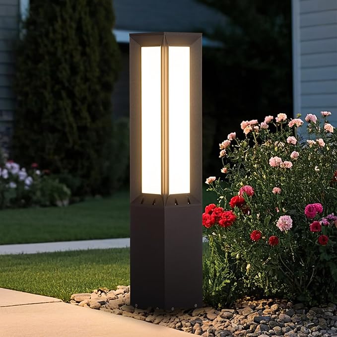 MVBT Landscape Path Light Hard Wired, 31.5" Outdoor Pathway Lights AC100-240V, Waterproof Bollard Driveway Lamp, Modern 3000K Standing Lighting Patio Lawn Tall Garden Lantern for Commercial Walkway