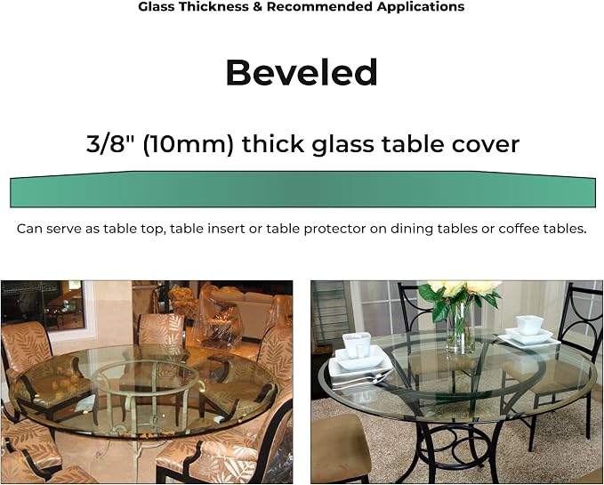 19 Inch Round Tempered Flat Polished Edge Glass Table Top 3/8” Thick Round Glass Table Top Heavy Duty, Dining, Coffee, and Office Tables by Fab Glass and Mirror