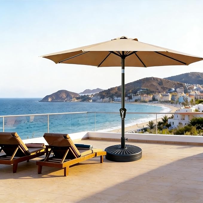 9FT Patio Umbrella Outdoor Table Market Umbrella with Push Button Tilt & Crank, 8 Sturdy Ribs Waterproof UV Protection Fade-Resistant for Garden, Deck, Backyard, Pool