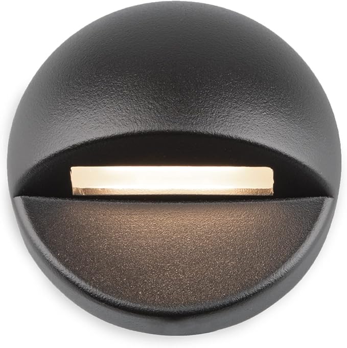 WAC Landscape Lighting, Round LED 12V Deck and Patio Light 2700K Warm Built-in LED in Black