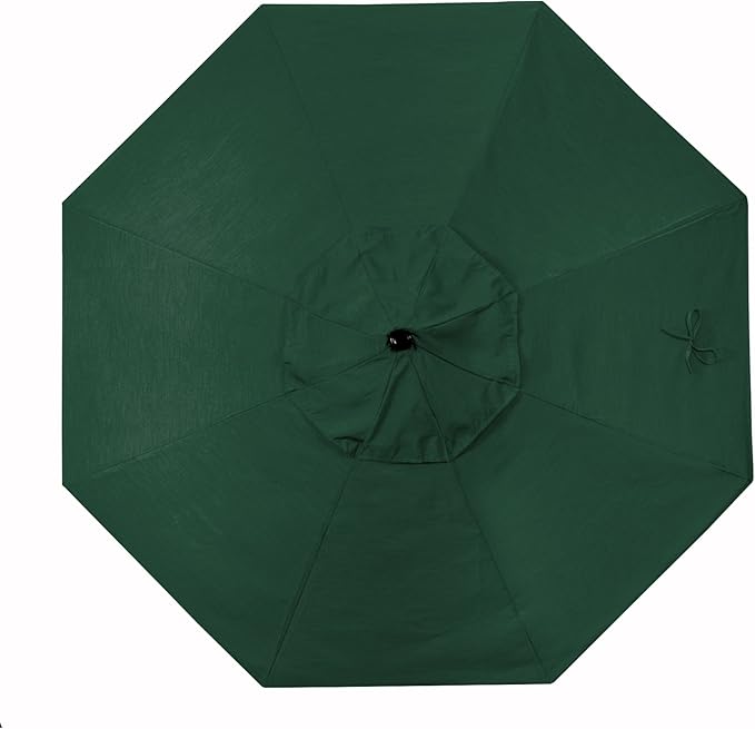 California Umbrella 9' Round Aluminum/Fiberglass Umbrella, Push Open, Bronze Pole, Sunbrella Forest Green