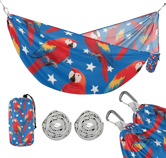 4th of July Independence Day Red Daisy 330lb Capacity Outdoor Hammocks with Tree Straps Hanging Hammock for Camping Travel Accessories hamacas para adultos con soporte