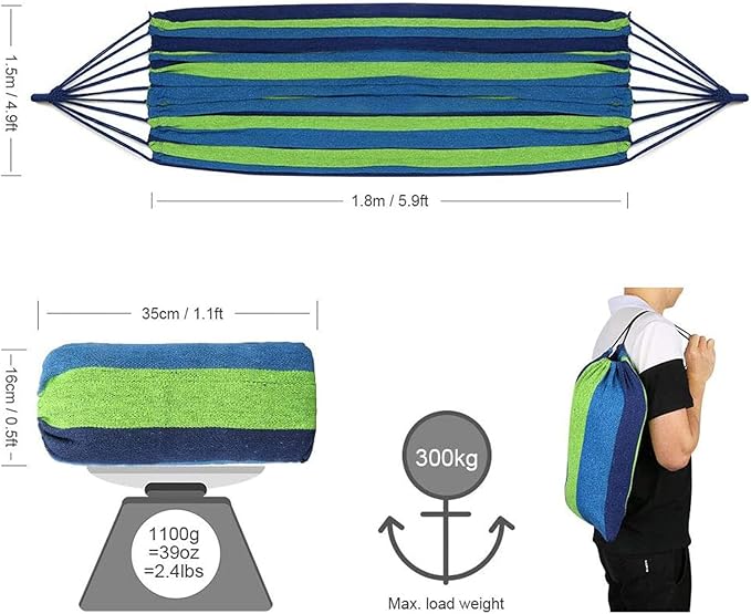 Camping Hammock, Outdoor Indoors Canvas Hammock Can Bear 500Lbs, Lightweight Portable for Garden, Backyard