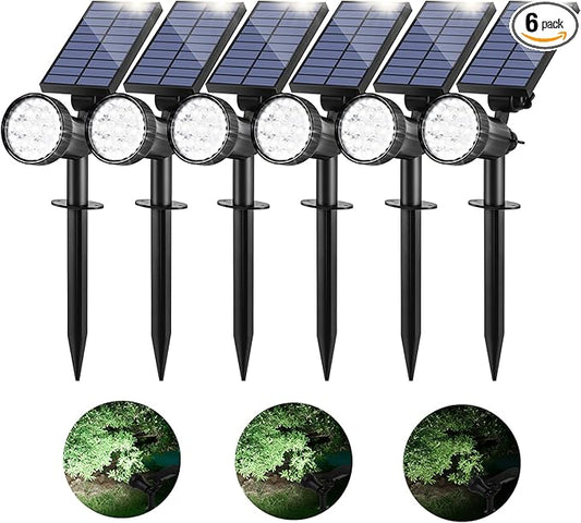Bosceos Solar Spot Lights Outdoor - Adjustable Solar Flood Lights with 30 LEDs, 3 Modes, 800 Lumens，IP65 Waterproof, Solar Light for Landscape, Yard, Garden, Driveway, Tree(Daylight White, 6-Pack)