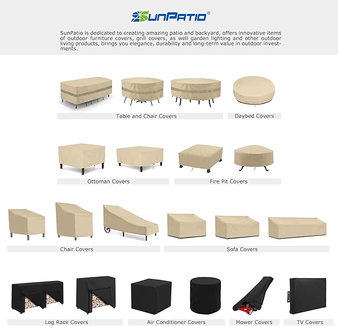 SunPatio Outdoor Sofa Cover 60 Inch, Heavy Duty Bench Covers, Patio Furniture Cover with Waterproof Sealed Seam, All Weather Protection, Beige