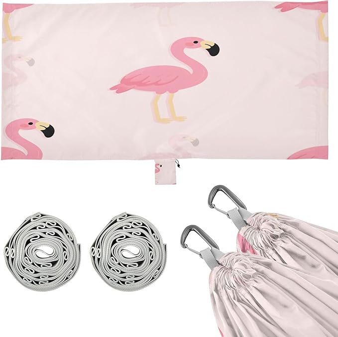FRMG Cute Flamingo Pink Hammock 500 lbs Capacity Portable Hammocks with Tree Straps & Attached Carry Bag, Camping Essentials Gear, 2303967a