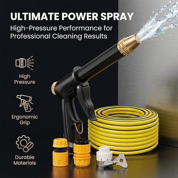 Sakerplus Multifunctional Car Wash Tool, 360° Adjustable Nozzle, High Pressure Water Hose Nozzle withTrigger Lock for Car Washing Patio Irrigation (Black)