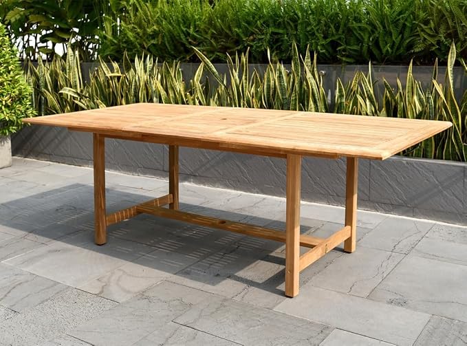 Urban Elements Mykonos 7-Piece Rectangular Patio Furniture Set | 100% Certified Teak | Backyard Furniture, Outside Table and Chairs, Rectangular Outdoor Dining Set