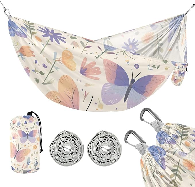 Butterfly Spring Fresh Flowers 330lb Capacity Hammocks with Tree Straps Portable Hammock for Indoor Outdoor Patio hamaca para Patio Exterior