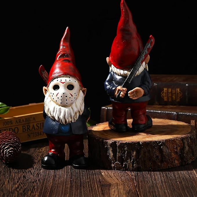 SPINNDO Halloween Decorations Outdoor, Horror Decor Garden Gnome Statue