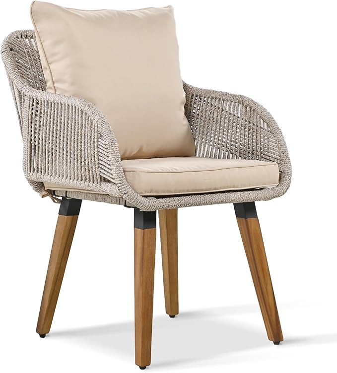 Merax 5 Pieces Patio Furniture Chair Sets, Patio Conversation Set with Wicker Cool Bar Table, Ottomans,Outdoor Furniture Bistro Sets for Porch,Backyard,Balcony,Poolside Brown