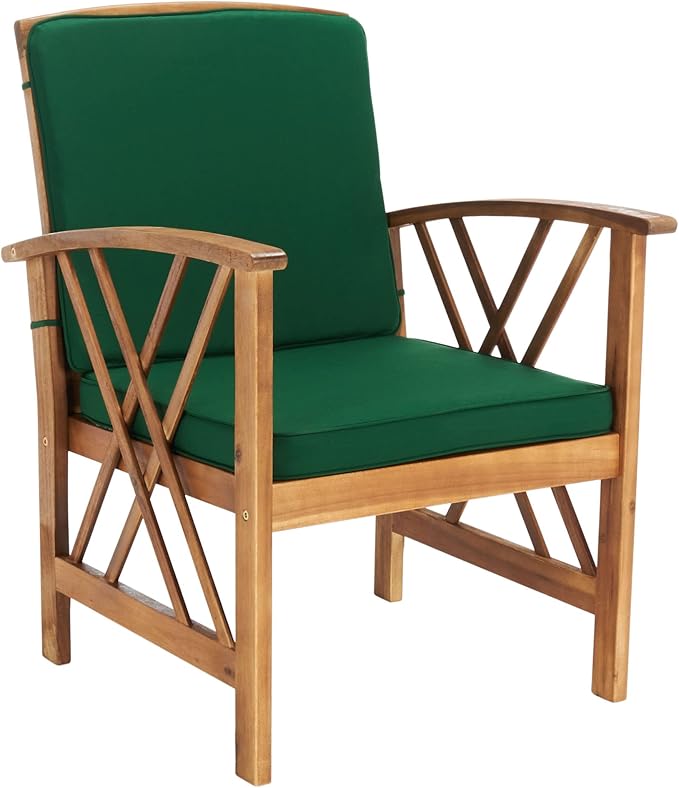 SAFAVIEH Outdoor Collection Fontana Natural/ Green Cushions 4-Piece Conversation Patio Set