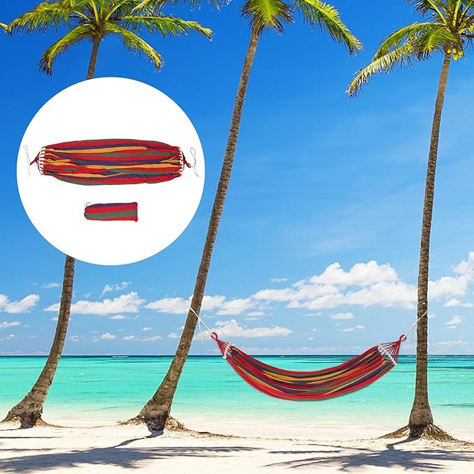 Luxshiny Extra Large Canvas Hammock with Duckbill Buckle Portable Lightweight Travel and Camping Hanging Bed for Garden Beach Forest and Outdoor Relaxation
