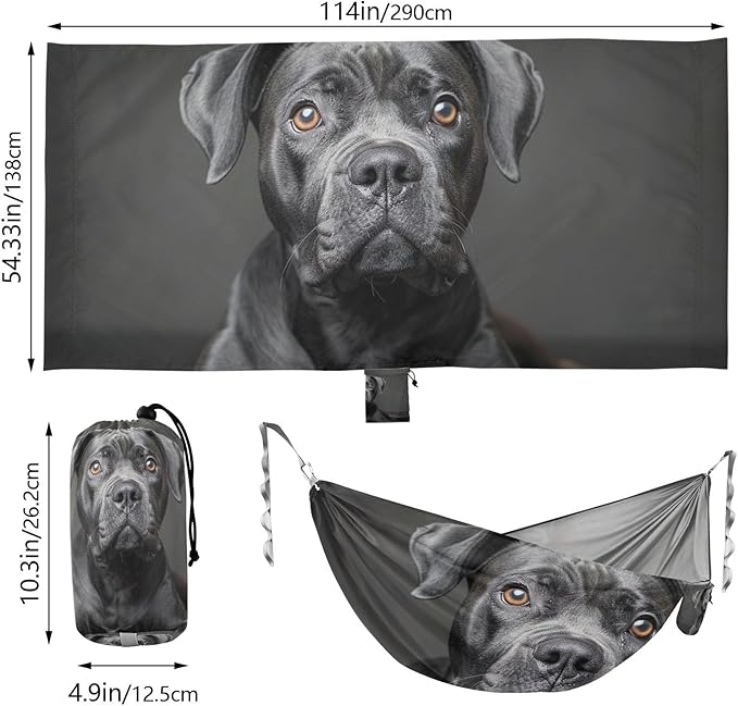 FRMG Dog Camping Hammock 500 lbs Capacity Portable Hammocks with Tree Straps & Attached Carry Bag, Camping Essentials Gear A0900314a