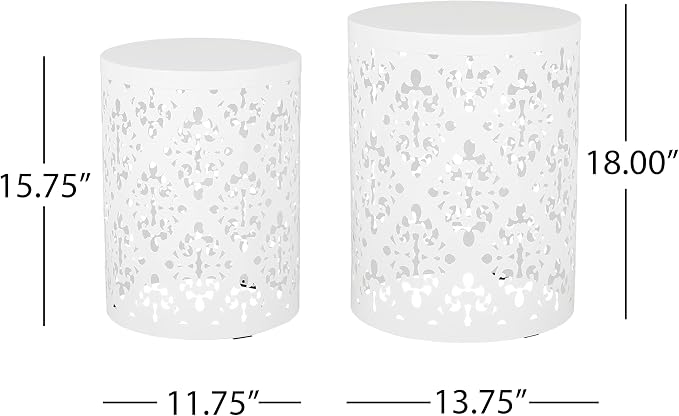 Christopher Knight Home Mathena Outdoor Side Tables - White (Set of 2)