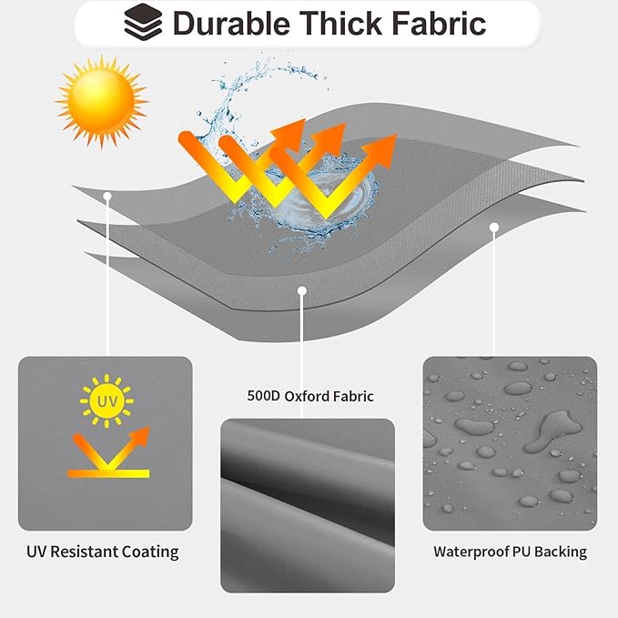 PureFit Outdoor Chaise Lounge Cover, Lounge Chair Covers Waterproof Patio Furniture Lounge Chair Cover, UV Resistant & Weatherproof, 2 Pack, 68" L x 30" W x 30" H Inches, Gray