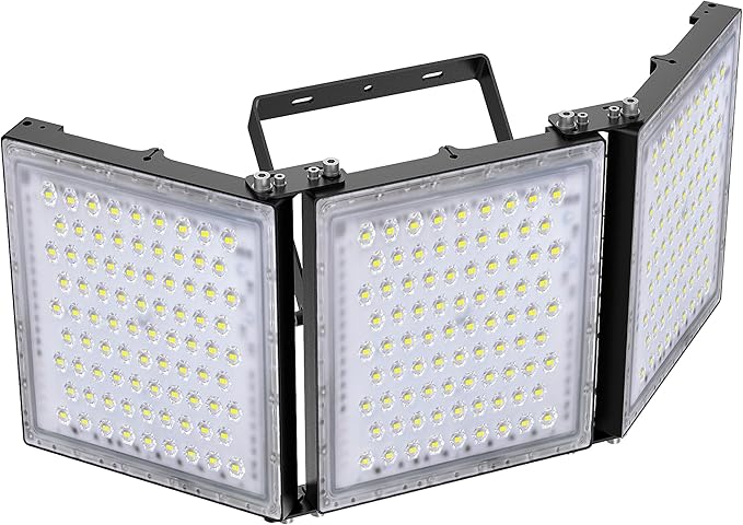 STASUN 900W LED Flood Light, Mini Series Stadium Lighting, 90000LM 6000K Daylight White, IP66 Waterproof, 3 Adjustable Panels, Outdoor Floodlight for Football, Basketball Court, Tennis, Soccer Field