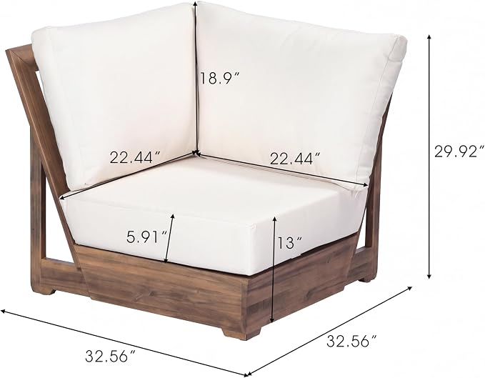 Christopher Knight Home 2 Piece Outdoor Patio Furniture Set Acacia Wood Sofa with Thick Cushions and Slatted Coffee Table, Modular Floor Seating Conversation Set, Natural Wood Finish