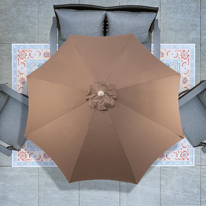 BPS 9FT Outdoor Patio Umbrella, Outdoor Market Table Umbrella with 8 Sturdy Ribs, Push Button Tilt and Crank for Garden, Deck, Backyard, Poolside