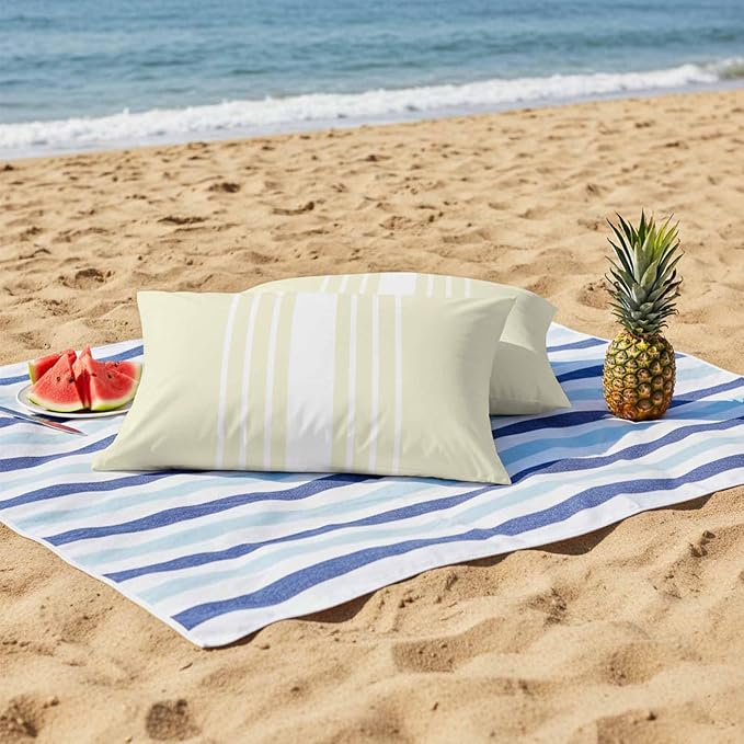 Cream White Stripe Outdoor Pillow Covers 20x12 Inch Lumbar Pillow Covers Set of 2 Waterproof Decorative Throw Pillow Cases Modern Rustic Vertical Striped Cushion Covers for Patio Furniture Garden