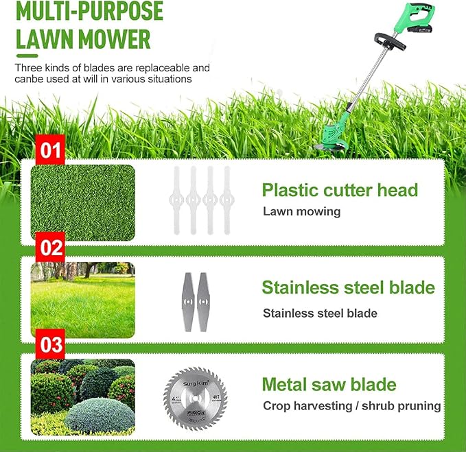 Lawn Mower Electric Lawn Mower 24 V Corded Brush Cutter to Remove Weeds from Trees and Flower beds Grass Cutting Machine for Agricultural Land Lawn