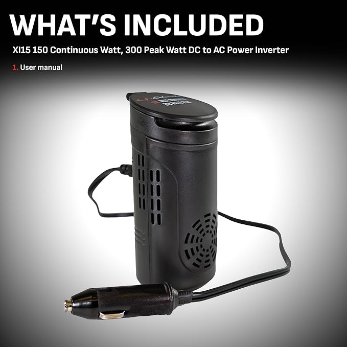 Schumacher XI15 150 Watt DC to AC Cup Power Inverter with (1) 120V AC Outlet, (1) USB Port Power Plugs into 12V Port