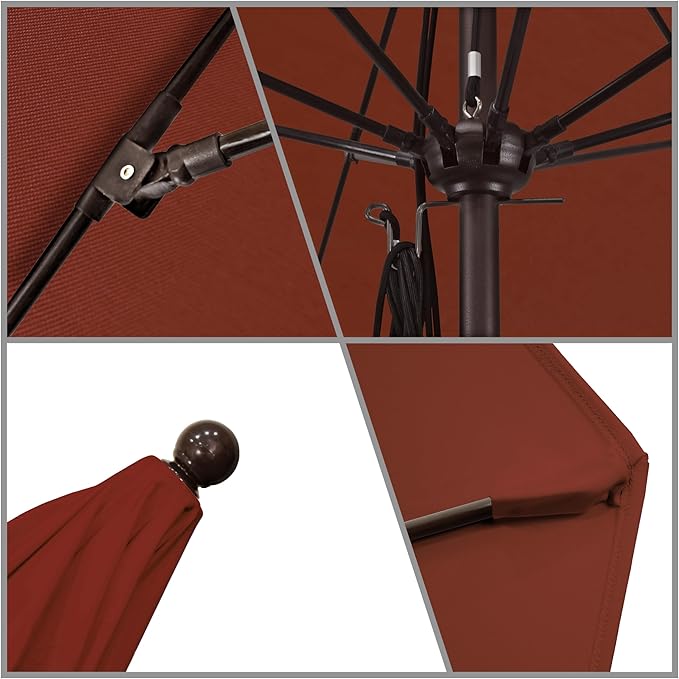 California Umbrella 11Ft Commercial Grade Sunbrella Fabric Market Umbrella, Pulley Lift, Aluminum/Fiberglass, 2mm pole wall, Bronze Frame, Terracotta Fabric