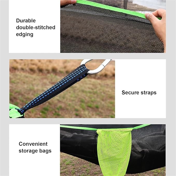 Camping Hammock， Outdoor Camping Hammock with Tree Straps Up to 660lbs(Black)