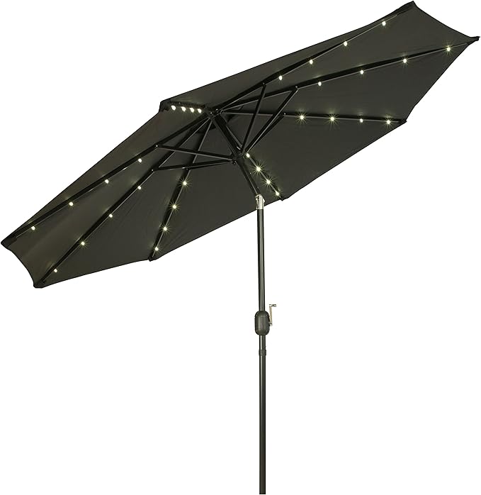 Trademark Innovations Deluxe Solar Powered LED Lighted Patio Umbrella - 9'