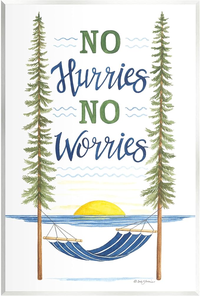 Stupell Industries No Hurries Worries Hammock Scene Wood Wall Art, Design by Deb Strain