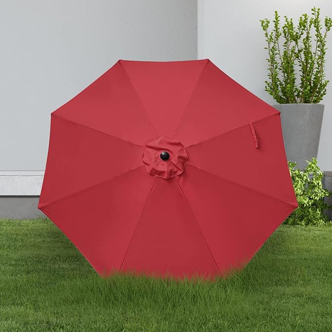 YSSOA 9' Patio Outdoor Table Market Yard Umbrella with 8 Sturdy Ribs, 9ft-2 Pack, Red-2 Pack