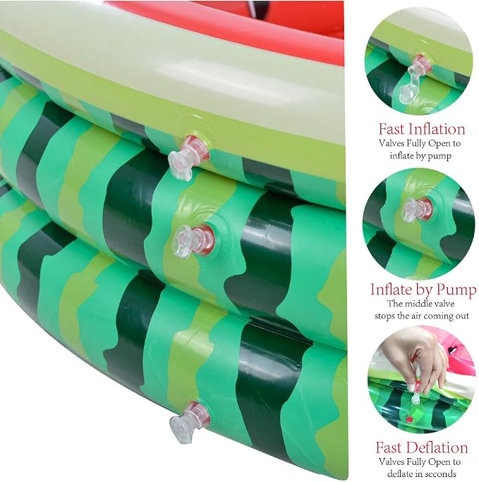 Kiddie Watermelon Baby Pool – 60”x15” Inflatable Ball Pit for Toddlers Outdoor & Baby Swimming Play for Backyard, Durable Blow-Up Design