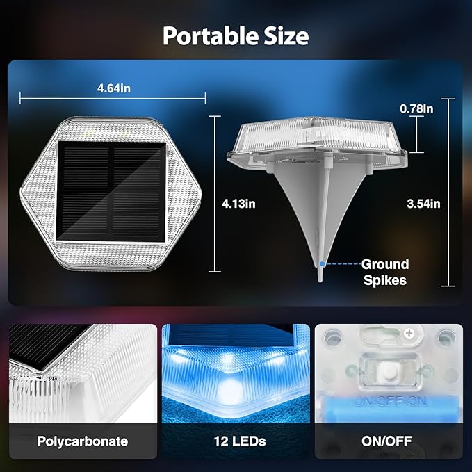 Onforu 12 Pack Solar Driveway Lights,Deck Light Outdoor,2 Modes RGB Colors LED Deck Dock Light Solar Powered,IP65 Step Lights for Driveway Sidewalk Garden Pathway Yard