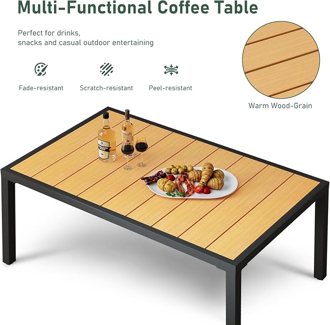 Furnimart Patio Furniture Set, 4-Piece Metal Outdoor Sectional, 5-Seat Patio Conversation Set with Deep Seating, Thick Cushions & Coffee Table for Backyard, Porch & Deck, Gray