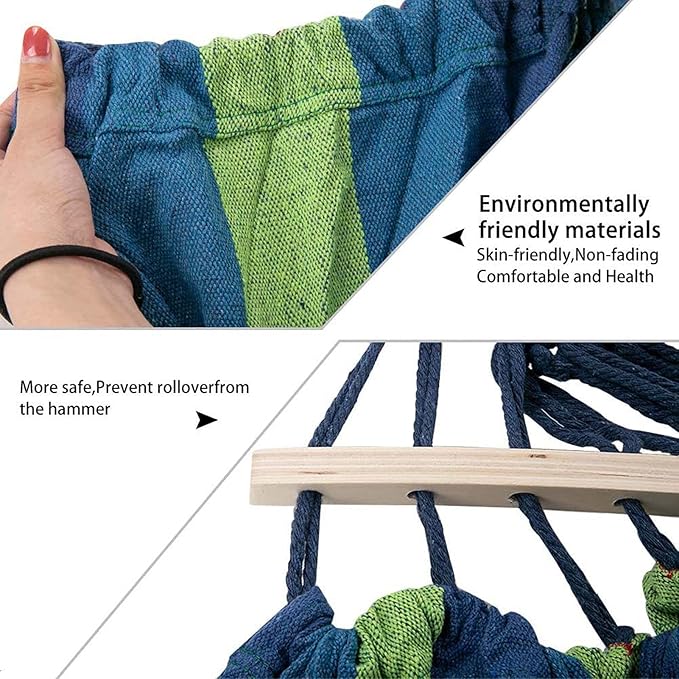 Double Hammock Swing Chair Outdoor, Camping Hammocks for Outside, Hammocks for Trees Chair, Double Polyester Hammock, Tree Hooks & Storage Bag, for Travel Patio Garden