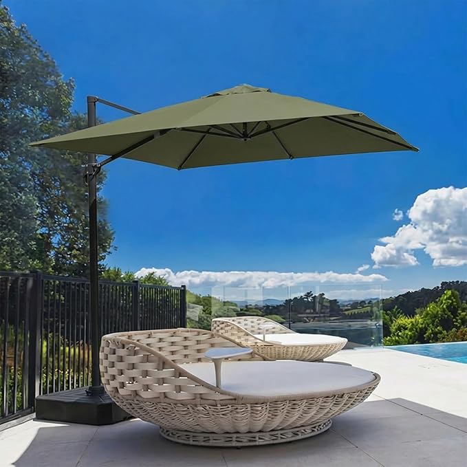 BPS 10'x10' Cantilever Umbrella Replacement Canopy for 8 Ribs Square Offset Umbrella, Outdoor Canopy Replacement for Patio Parasol, Canopy Only