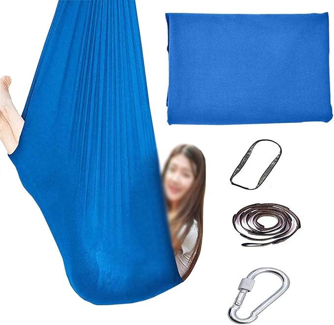 Indoor Therapy Swing for Kids, (Hardware Included) Snuggle Cuddle Hammock for Children with Autism, ADHD, Aspergers, Sensory Integration (Color : Blue, Size : 100x280cm/39x110in)