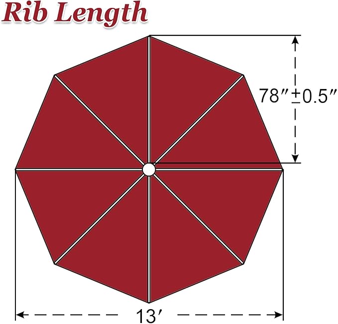 Replacement Patio Umbrella Canopy Cover for 13ft 8 Ribs Umbrella Taupe (Canopy ONLY)-Burgundy