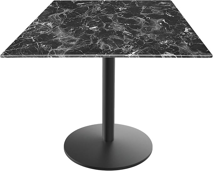Holland Bar Stool Co. 30" Tall OD214 Indoor/Outdoor All-Season Black Wrinkle Table with 36" x 36" Square Black Marble EuroSlim Top